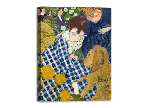 Quadro Stampa su Tela con Telaio in Legno Pierre Bonnard - Women with a Dog