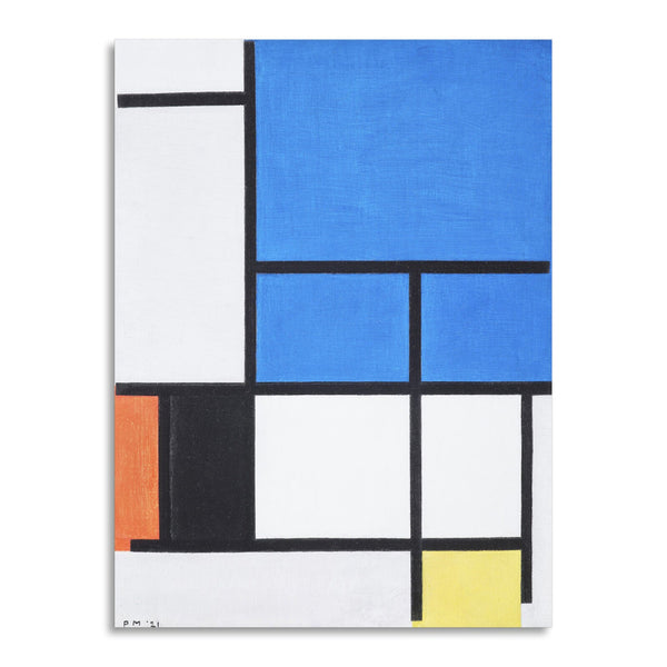 Quadro Stampa su Tela con Telaio in Legno Piet Mondrian - Composition with Large Blue Plane, Red, Black, Yellow, and Gray