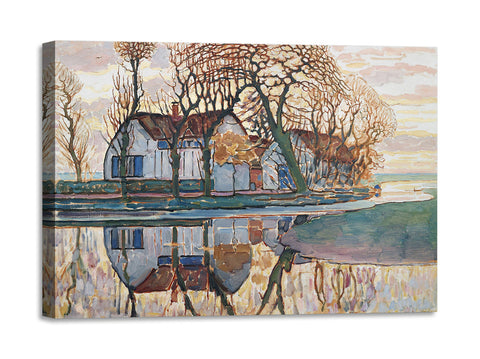 Quadro Stampa su Tela con Telaio in Legno Piet Mondrian - Farm near Duivendrecht