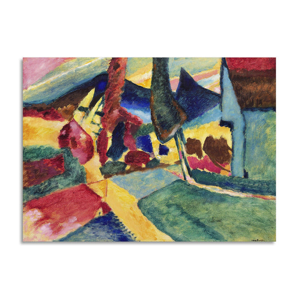 Quadro Stampa su Tela con Telaio in Legno Wassily Kandinsky - Landscape with Two Poplars