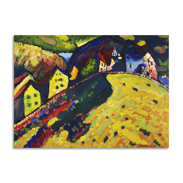 Quadro Stampa su Tela con Telaio in Legno Wassily Kandinsky - Houses at Murnau