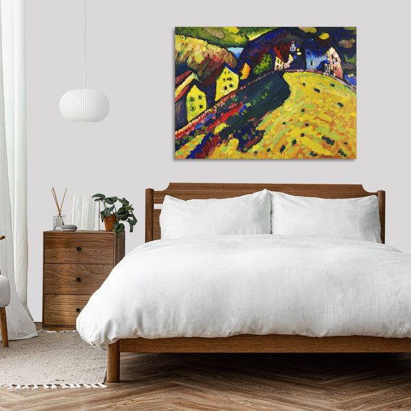 Quadro Stampa su Tela con Telaio in Legno Wassily Kandinsky - Houses at Murnau