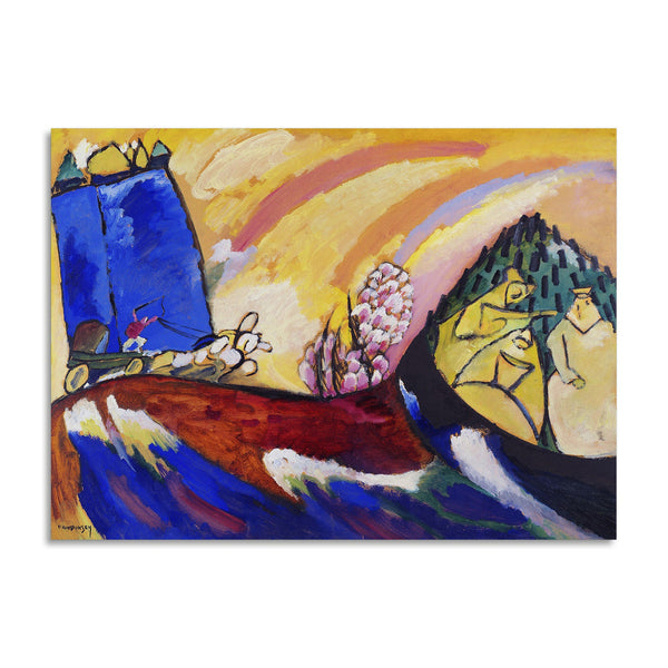 Quadro Stampa su Tela con Telaio in Legno Wassily Kandinsky - Painting with Troika