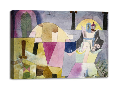 Quadro Stampa su Tela con Telaio in Legno Paul Klee - Black Columns in a Landscape