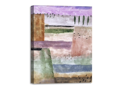 Quadro Stampa su Tela con Telaio in Legno Paul Klee - Landscape with Poplars