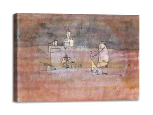 Quadro Stampa su Tela con Telaio in Legno Paul Klee - Episode Before an Arab Town