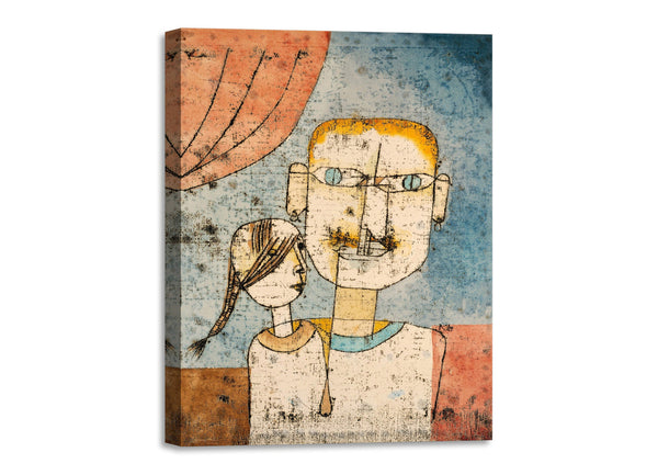 Quadro Stampa su Tela con Telaio in Legno Paul Klee - Adam and little Eve