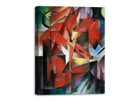 Quadro Stampa su Tela con Telaio in Legno Franz Marc - The Foxes