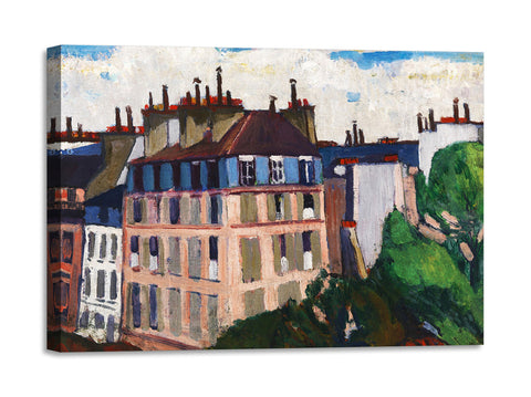 Quadro Stampa su Tela con Telaio in Legno Henry Lyman Sayen - Rooftops, Paris