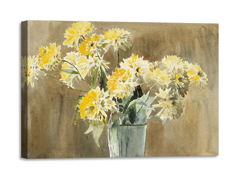 Quadro Stampa su Tela con Telaio in Legno Hannah Borger Overbeck - Vase with Yellow Flowers