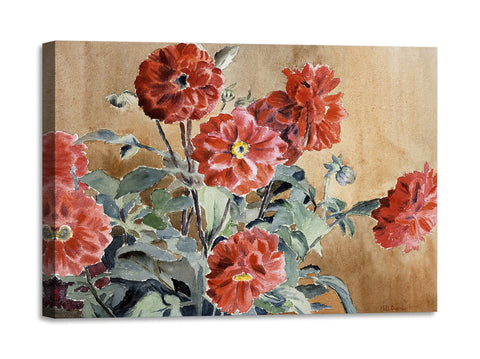 Quadro Stampa su Tela con Telaio in Legno Hannah Borger Overbeck - Dahlias
