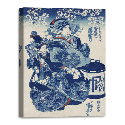 Quadro Stampa su Tela con Telaio in Legno Utagawa Kuniyoshi - Tamaya uchi Usugumo