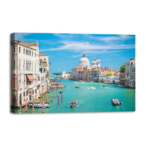 Quadro Stampa su Tela con Telaio in legno panorama venezia