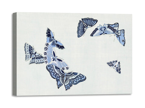 Quadro Stampa su Tela con Telaio in Legno Kamisaka Sekka - Japanese butterfly