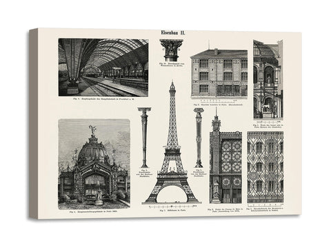 Quadro Stampa su Tela con Telaio in Legno Iron Architecture