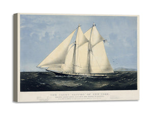 Quadro Stampa su Tela con Telaio in Legno Chromolithograph of the yacht