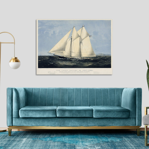 Quadro Stampa su Tela con Telaio in Legno Chromolithograph of the yacht