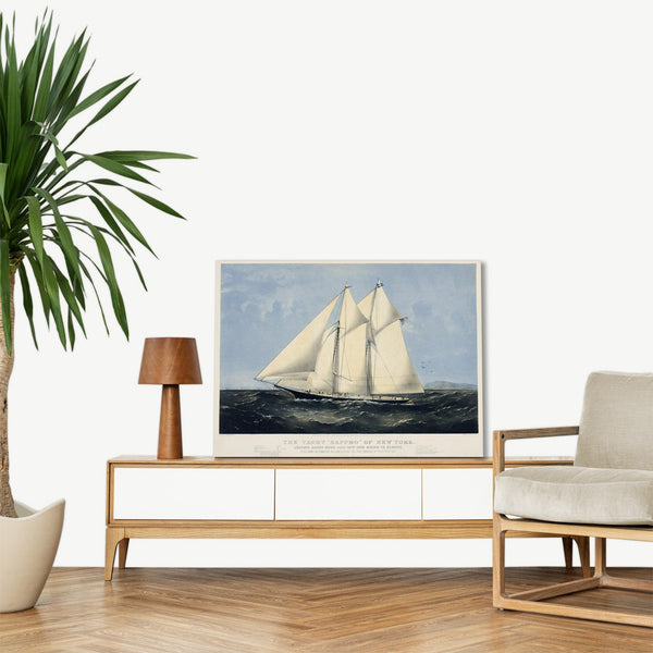 Quadro Stampa su Tela con Telaio in Legno Chromolithograph of the yacht