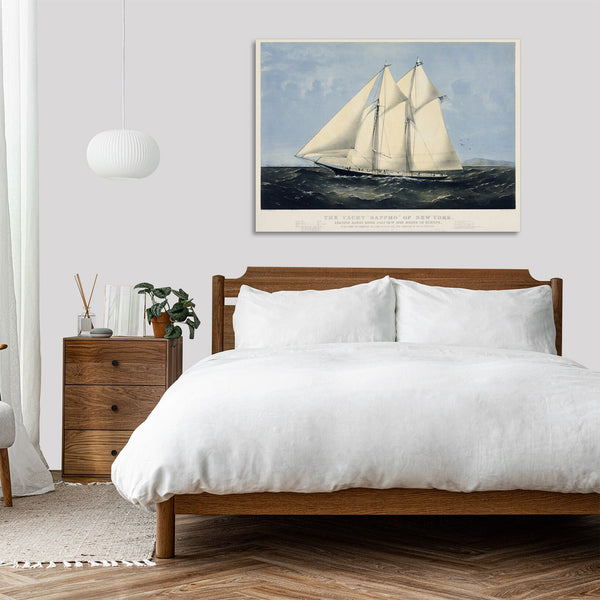 Quadro Stampa su Tela con Telaio in Legno Chromolithograph of the yacht