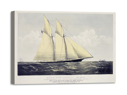 Quadro Stampa su Tela con Telaio in Legno Chromolithograph of the yacht