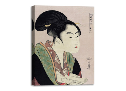 Quadro Stampa su Tela con Telaio in Legno Utamaro Kitagawa - Yogoto ni au Koi