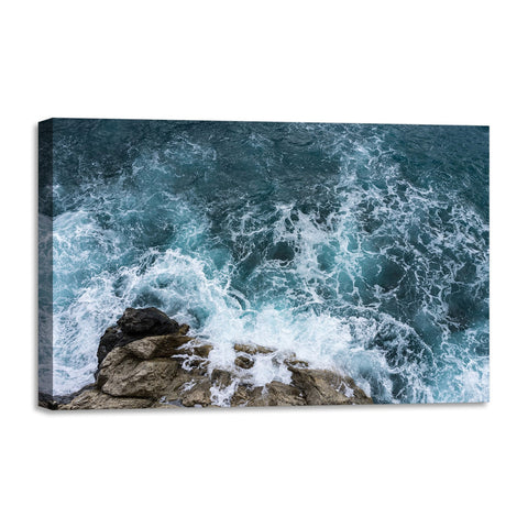 Quadro Stampa su Tela con Telaio in legno mare onde