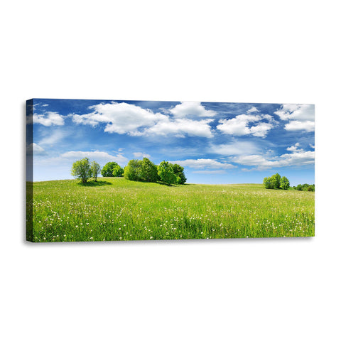 Quadro Stampa su Tela con Telaio in Legno paesaggio alberi