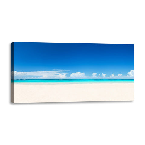 Quadro Stampa su Tela con Telaio in Legno paesaggio isola tropicale mare spiaggia