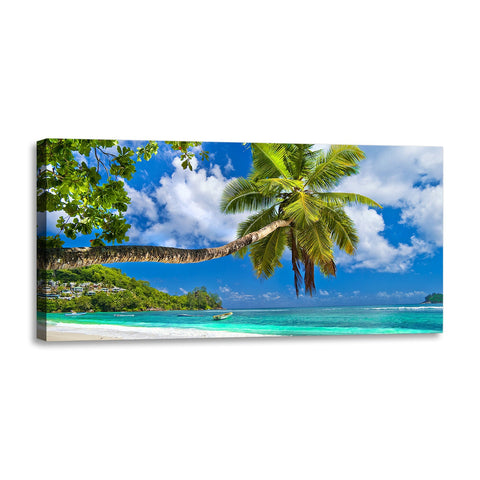 Quadro Stampa su Tela con Telaio in Legno paesaggio isola tropicale