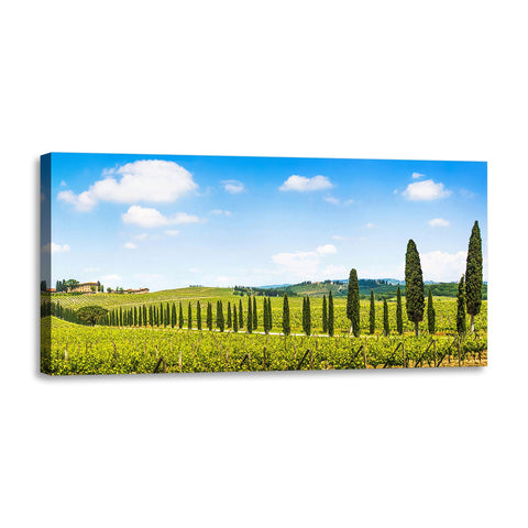 Quadro Stampa su Tela con Telaio in Legno paesaggio alberi
