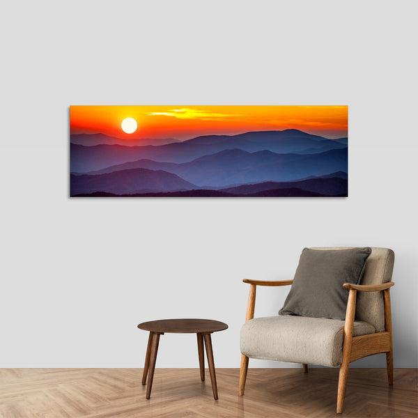 Quadro Stampa su Tela con Telaio in Legno paesaggio tramonto