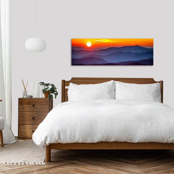 Quadro Stampa su Tela con Telaio in Legno paesaggio tramonto