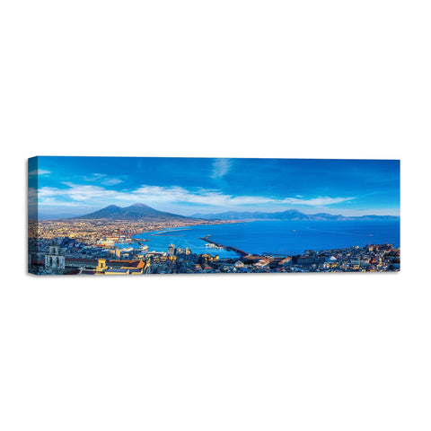 Quadro Stampa su Tela con Telaio in Legno paesaggio napoli vesuvio