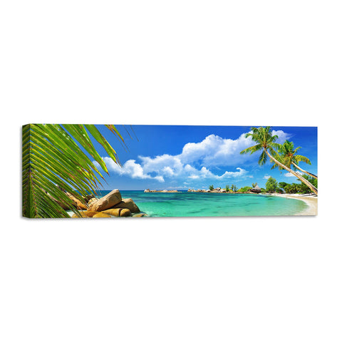 Quadro Stampa su Tela con Telaio in Legno paesaggio isola tropicale