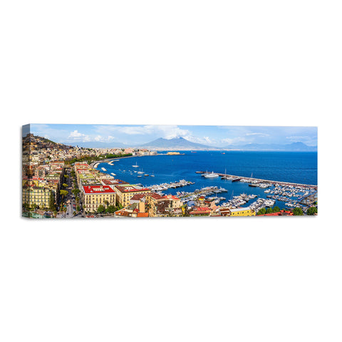Quadro Stampa su Tela con Telaio in Legno paesaggio napoli vesuvio