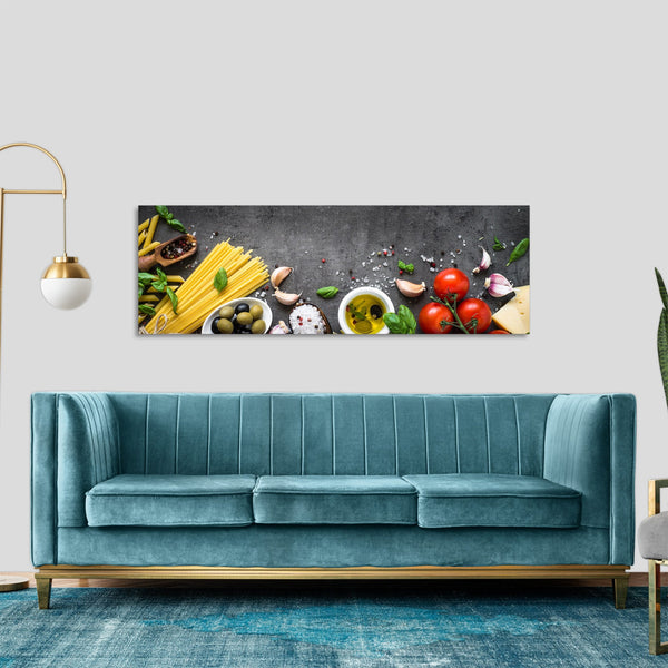 Quadro Stampa su Tela con Telaio in Legno cucina spaghetti