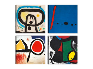 Quadri Stampa su Tela con Telaio in Legno 4 pezzi Joan Miró