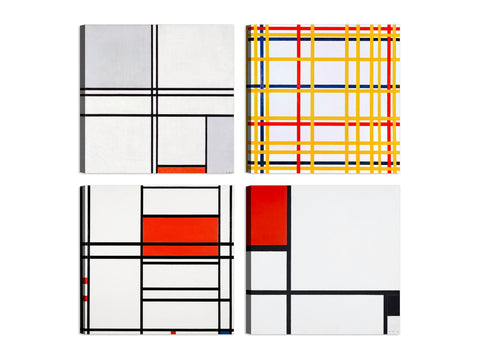 Quadri Stampa su Tela con Telaio in Legno 4 pezzi piet mondrian