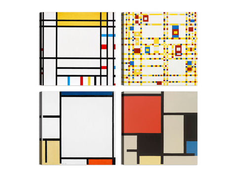 Quadri Stampa su Tela con Telaio in Legno 4 pezzi piet mondrian