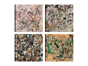 Quadri Stampa su Tela con Telaio in Legno 4 pezzi Jackson Pollock