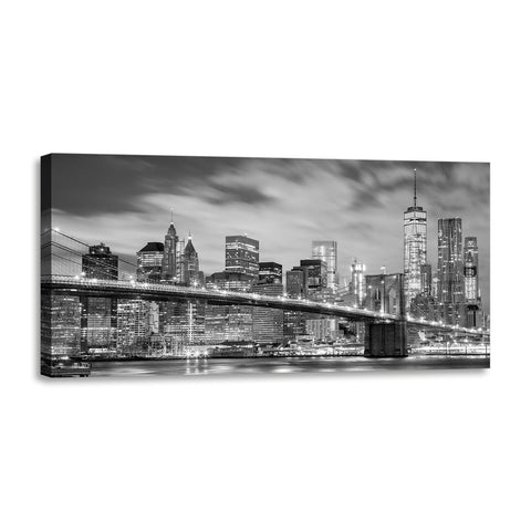 Quadro Stampa su Tela con Telaio in Legno paesaggio new york