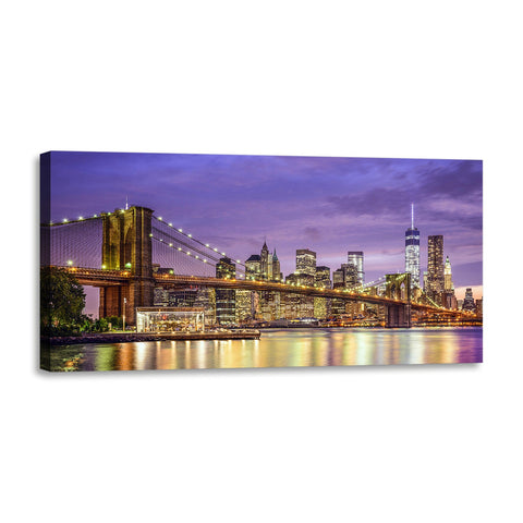 Quadro Stampa su Tela con Telaio in Legno paesaggio new york