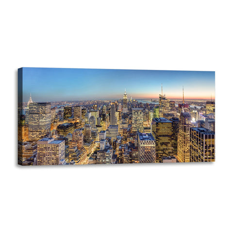 Quadro Stampa su Tela con Telaio in Legno paesaggio new york