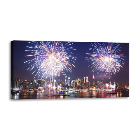 Quadro Stampa su Tela con Telaio in Legno paesaggio new york