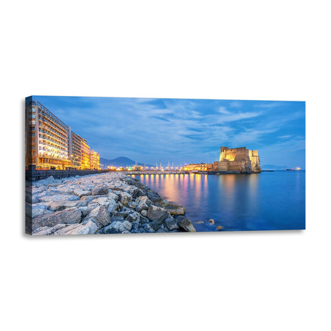 Quadro Stampa su Tela con Telaio in Legno paesaggio napoli