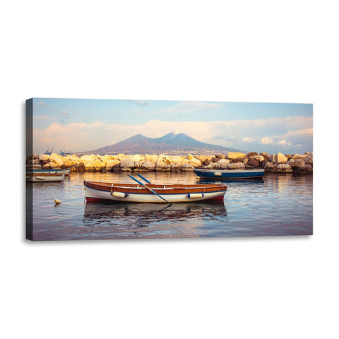 Quadro Stampa su Tela con Telaio in Legno paesaggio napoli
