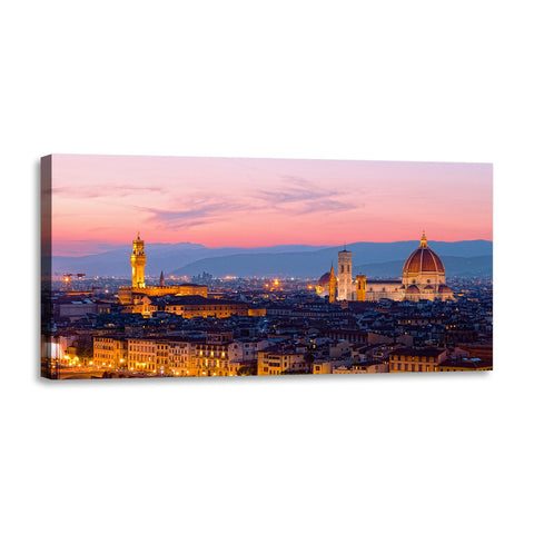Quadro Stampa su Tela con Telaio in Legno paesaggio firenze
