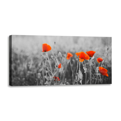 Quadro Stampa su Tela con Telaio in Legno paesaggio fiori