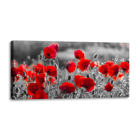 Quadro Stampa su Tela con Telaio in Legno paesaggio fiori