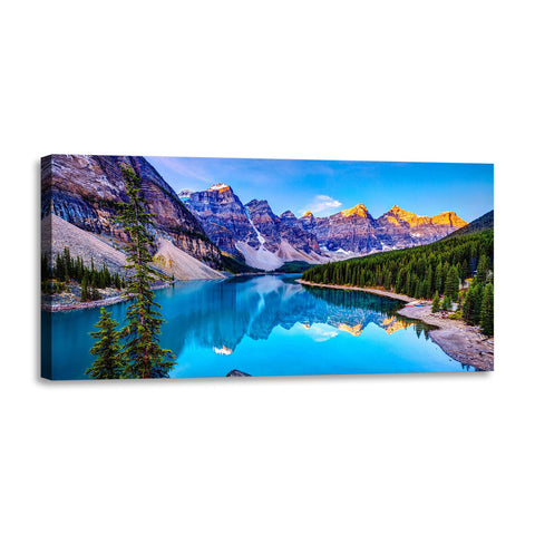 Quadro Stampa su Tela con Telaio in Legno paesaggio montagne